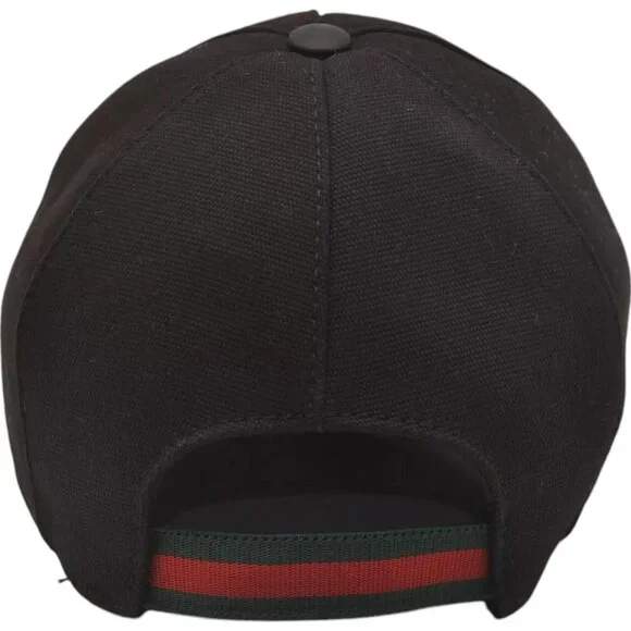 087273AR (S3) Gucci Cap Web Sherry Line Interlocking Black Canvas